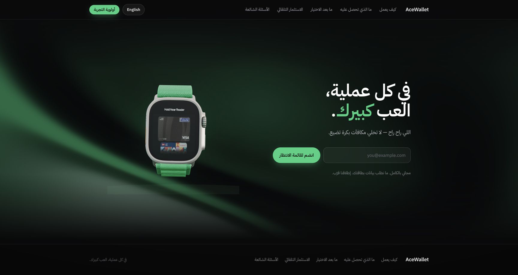 Screenshot of the AceWallet website homepage